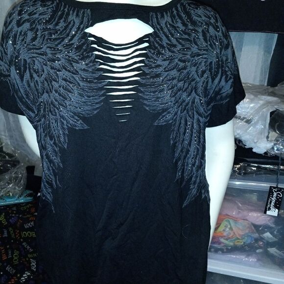 Liberty Wear Rise Above Wings Rhinestone Top NWT - Picture 3 of 3